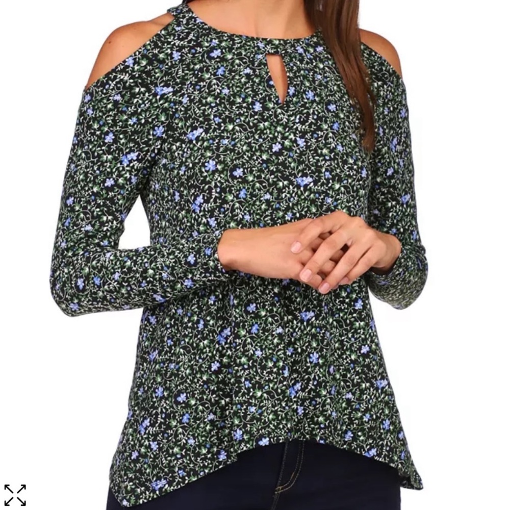Michael Kors Cold Shoulder Floral Top